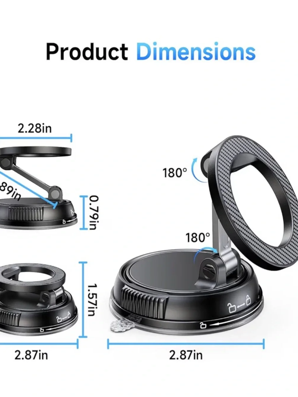 ANDERY N55 Super Strong Magnetic Phone Ring - Silver & Blue